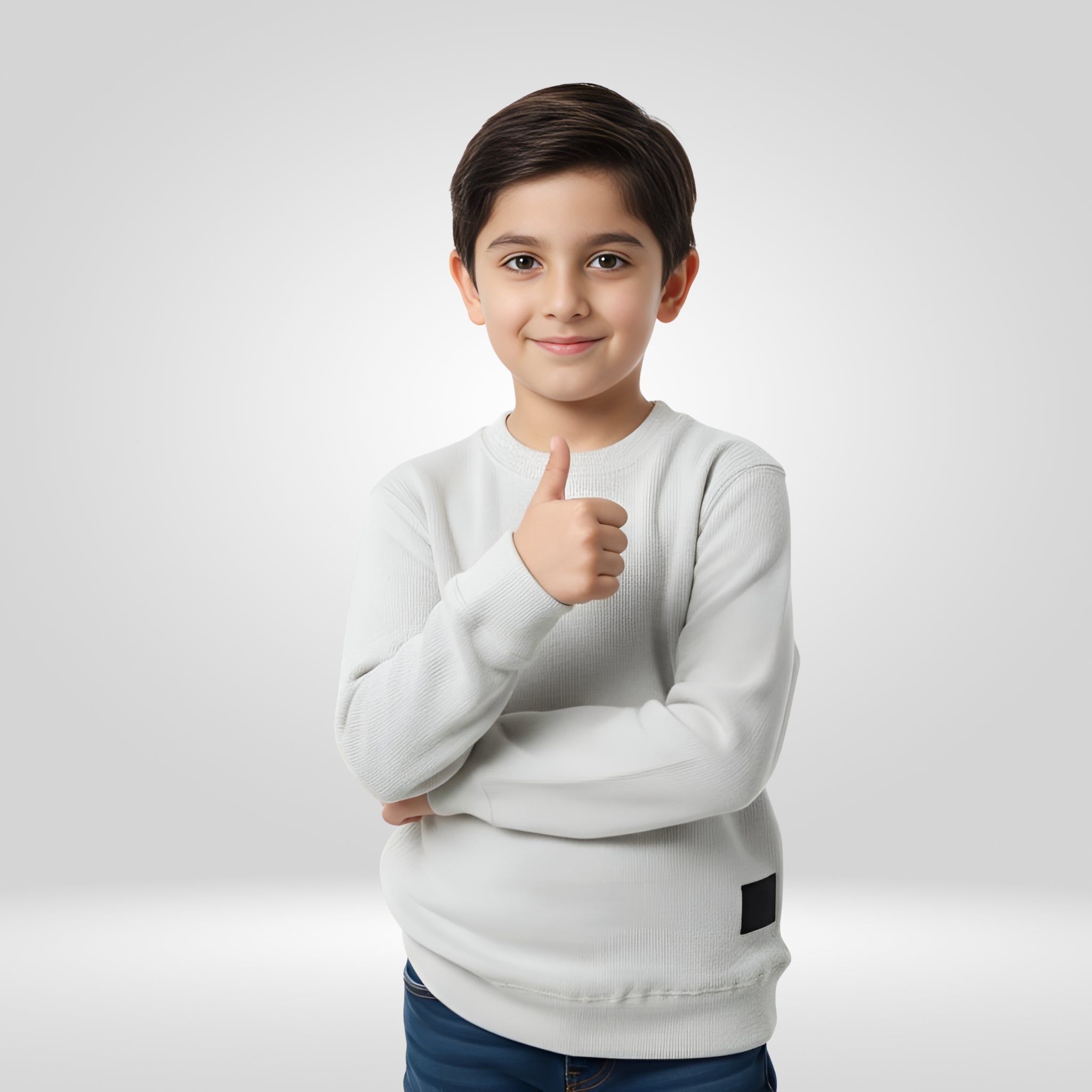 NIDO WHITE KNIT TEXTURED SWEATER